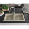 Mexen Mario évier en granit 2 bacs avec robinet de cuisine Elia, beige - 6504-69-670101-00