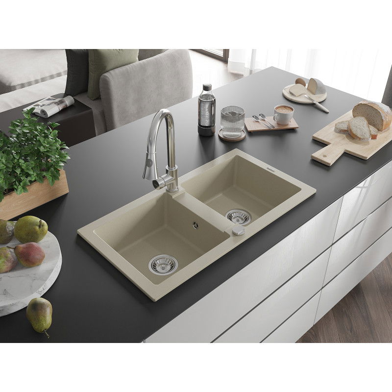 Mexen Mario granit Zeileng sink mat 2 Komposten mat Kichekraan Elia, beige - 6504-69-670101-00