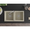Mexen Mario double-bowl granite sink with Elia kitchen tap, beige - 6504-69-670101-00
