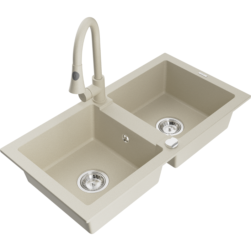 Mexen Mario 2-osainen graniittiallas Elia keittiöhanalla, beige - 6504-69-670101-69