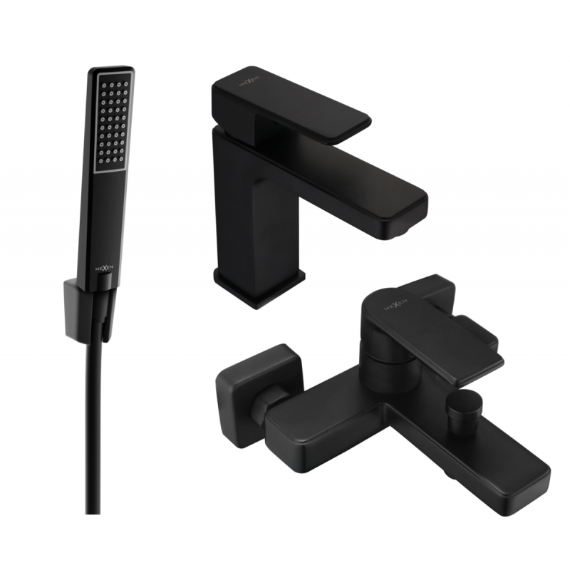 Mexen Mino R72 Badewannenset, schwarz - 72403R72-70