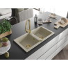 Mexen Mario granitische spoelbak met 2 kamers en keukenmengkraan Elia, beige - 6504-69-670101-50