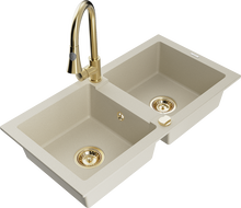 Mexen Mario Granitspullut mat 2-Schacht mat Kichenkran Elia, beige - 6504-69-670101-50