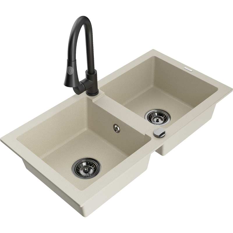 Mexen Mario graniittinen 2-allas keittiöhana Elia, beige - 6504-69-670101-70