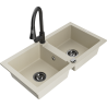Mexen Mario lavello in granito a 2 vasche con miscelatore cucina Elia, beige - 6504-69-670101-70