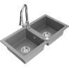 Mexen Mario fregadero de granito de 2 compartimentos con grifo de cocina Elia, gris - 6504-71-670101-00