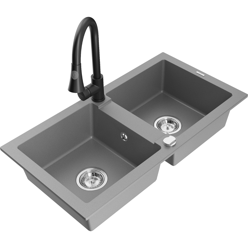 Mexen Mario Granit-Spullsteen mat 2-Chamberen mat Kichekraan Elia, gro - 6504-71-670101-70