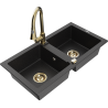 Mexen Mario 2-Bowl Granite Kitchen Sink with Elia Faucet, Black/Silver Metallic - 6504-73-670101-50