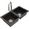 Mexen Mario granitische 2-komorige gootsteen met keuken kraan Elia, zwart/goud metallic - 6504-75-670101-00