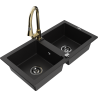 Mexen Mario fregadero de granito de 2 senos con grifo de cocina Elia, negro - 6504-77-670101-50-B