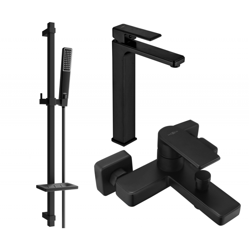 Mexen Mino DQ72 Badewannen-Set, schwarz - 72413DQ72-70