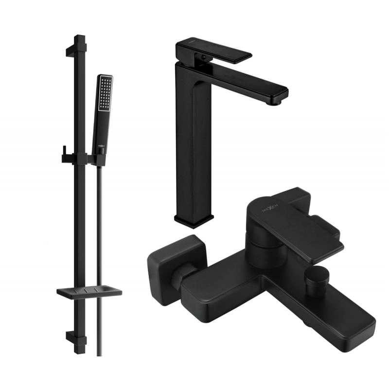 Mexen Mino DQ72 conjunto de baño, negro - 72413DQ72-70