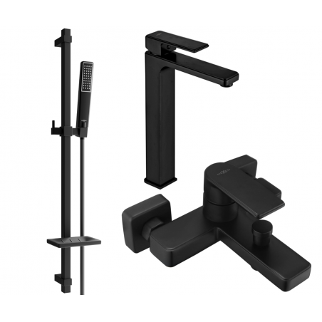 Mexen Mino DQ72 Badewannen-Set, schwarz - 72413DQ72-70