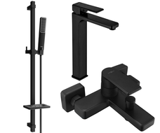 Mexen Mino DQ72 conjunto de banheira, preto - 72413DQ72-70