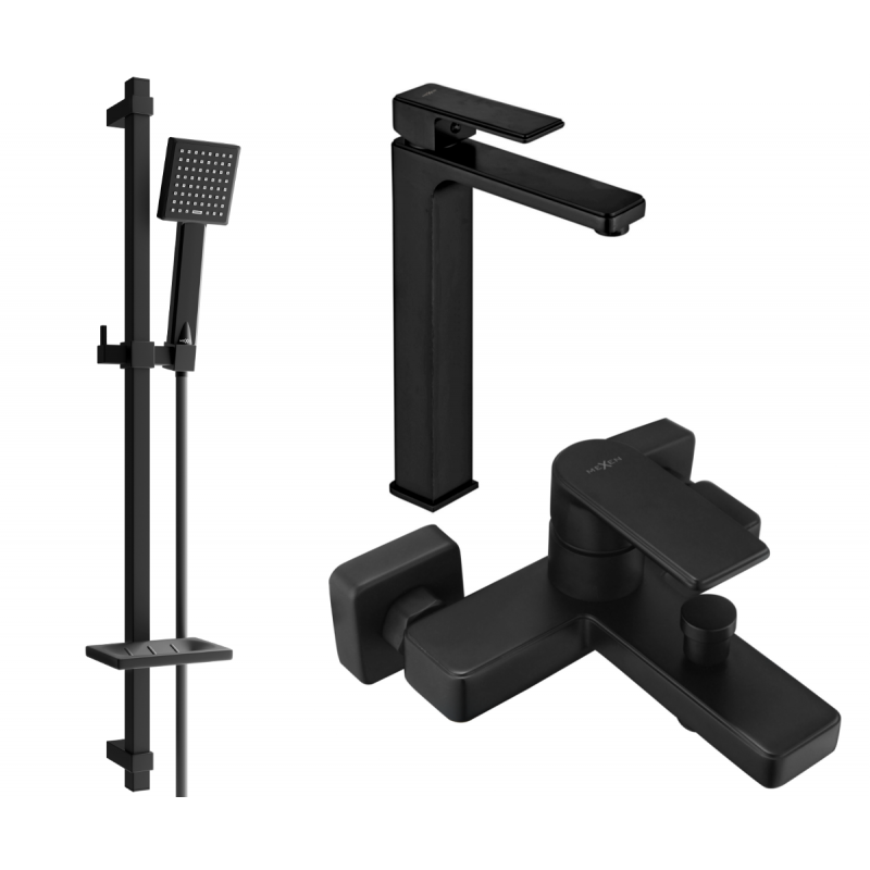 Mexen Mino DQ45 Badewannenset, schwarz - 72413DQ45-70
