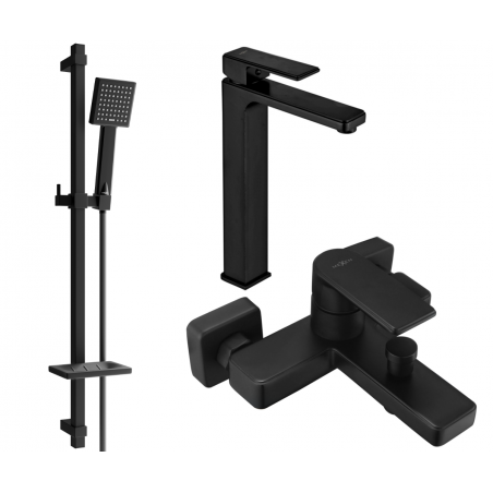 Mexen Mino DQ45 Badewannenset, schwarz - 72413DQ45-70