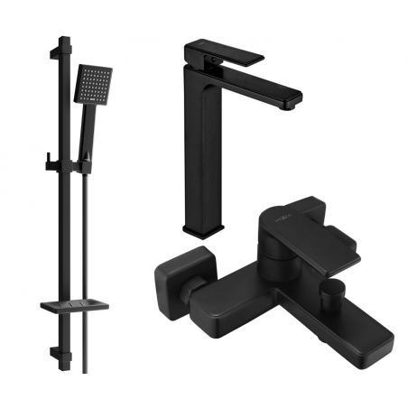Mexen Mino DQ45 conjunto de banheira, preto - 72413DQ45-70