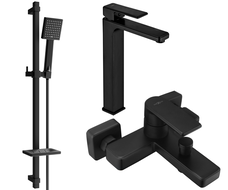 Mexen Mino DQ45 Badewannenset, schwarz - 72413DQ45-70