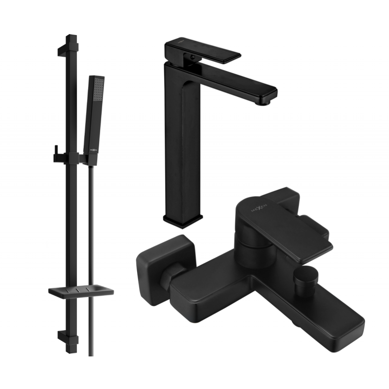 Mexen Mino DQ77 conjunto de bañera, negro - 72413DQ77-70