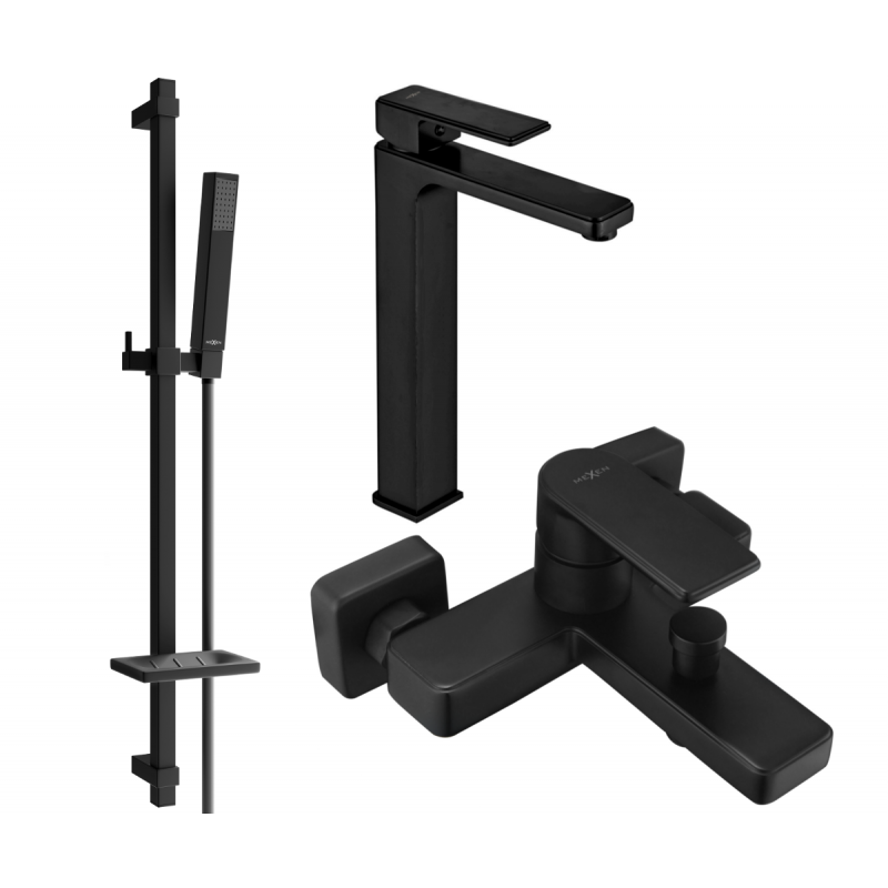 Mexen Mino DQ77 conjunto de baño, negro - 72413DQ77-70