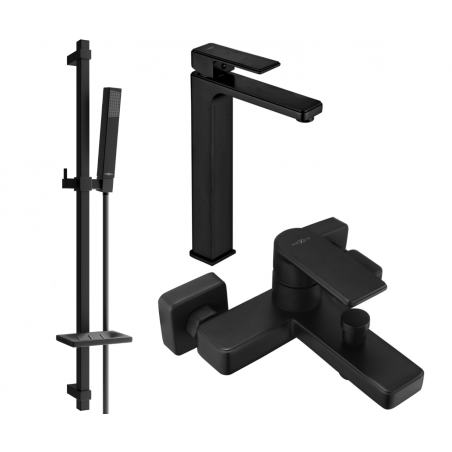 Mexen Mino DQ77 Badewannen-Set, Schwarz - 72413DQ77-70