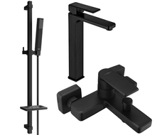 Mexen Mino DQ77 conjunto de baño, negro - 72413DQ77-70