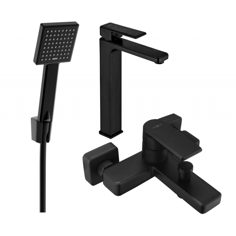 Mexen Mino R45 Badewannen-Set, schwarz - 72413R45-70