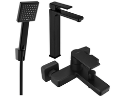 Mexen Mino R45 Badewannen-Set, schwarz - 72413R45-70
