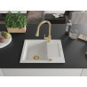 Mexen Enzo fregadero de granito de 1 compartimento con escurridor y grifo de cocina Elia, blanco - 6506-20-670101-50
