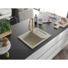 Mexen Enzo granitische spoelbak 1-kamer met afdruiprek en keukenkraan Elia, beige - 6506-69-670101-50
