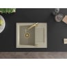 Mexen Enzo évier en granit 1 bac avec égouttoir et robinet de cuisine Elia, beige - 6506-69-670101-50