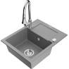 Mexen Enzo granitno pomivalno korito z 1 predelkom, odcejalnikom in kuhinjsko pipo Elia, sivo - 6506-71-670101-00