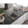 Mexen Enzo fregadero de granito de 1 compartimento con escurridor y grifo de cocina Elia, gris - 6506-71-670101-50