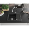 Mexen Enzo Granitspüle 1-beckig mit Abtropffläche und Küchenarmatur Elia, schwarz/silber Metallic - 6506-73-670101-00