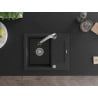 Mexen Enzo granite kitchen sink 1-bowl with drainer and Elia kitchen tap, black/silver metallic - 6506-73-670101-00