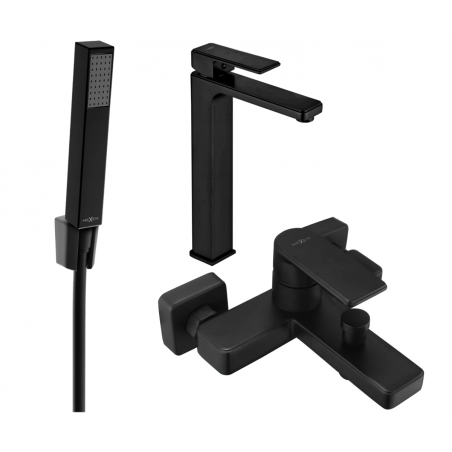 Mexen Mino R77 bath set, black - 72413R77-70