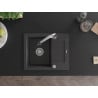 Mexen Enzo 1-bowl granite sink with drainer and Elia kitchen tap, black speckled - 6506-76-670101-00