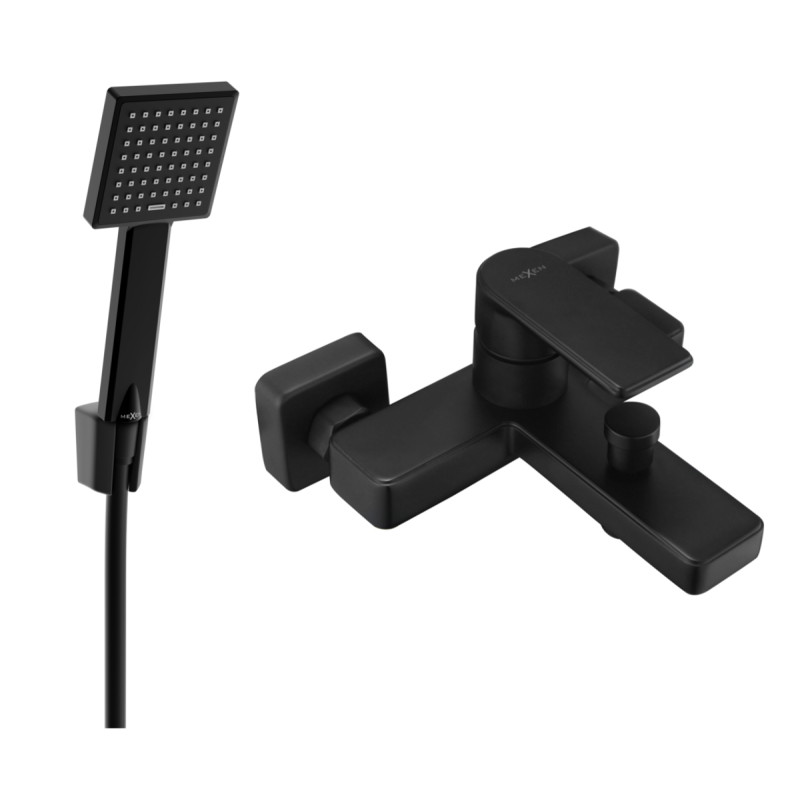 Mexen Mino R45 bathtub faucet with shower set, black - 7243R45-70