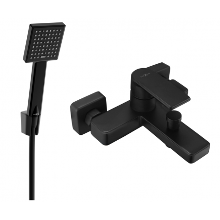 Mexen Mino R45 bathtub faucet with shower set, black - 7243R45-70
