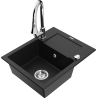 Mexen Enzo fregadero de granito 1-cuenco con escurridor y grifo de cocina Elia, negro - 6506-77-670101-00