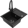 Mexen Enzo fregadero de granito de 1 cubeta con escurridor y grifo de cocina Elia, negro - 6506-77-670101-70-B