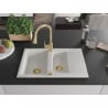Mexen Gaspar 1.5-bowl granite sink with drainer and Elia kitchen tap, white - 6507-20-670101-50
