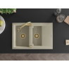 Mexen Gaspar Granitspüle 1,5 Becken mit Abtropffläche und Küchenarmatur Elia, beige - 6507-69-670101-50