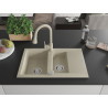 Mexen Gaspar granitische spoelbak 1,5-kom met afdruiprek en keukenmengkraan Elia, beige - 6507-69-670101-69