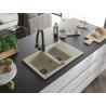 Mexen Gaspar Granitspüle 1,5-Schalen mit Abtropffläche und Küchenarmatur Elia, beige - 6507-69-670101-70