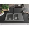 Mexen Gaspar Granitspüle 1,5-Becken mit Abtropffläche und Küchenarmatur Elia, grau - 6507-71-670101-70