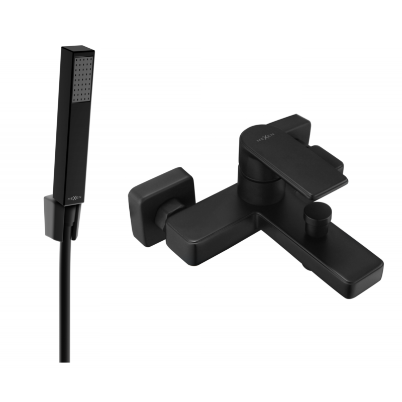 Mexen Mino R77 bath tap with shower set, black - 7243R77-70