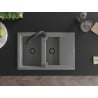 Mexen Gaspar Granitspüle 1,5-Becken mit Abtropffläche und Küchenarmatur Elia, grau - 6507-71-670101-70-B