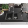 Mexen Gaspar Granitspüle 1,5-fach mit Abtropffläche und Küchenarmatur Elia, schwarz gesprenkelt - 6507-76-670101-00