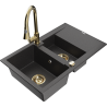 Mexen Gaspar 1.5-bowl granite sink with drainer and Elia kitchen tap, black speckled - 6507-76-670101-50